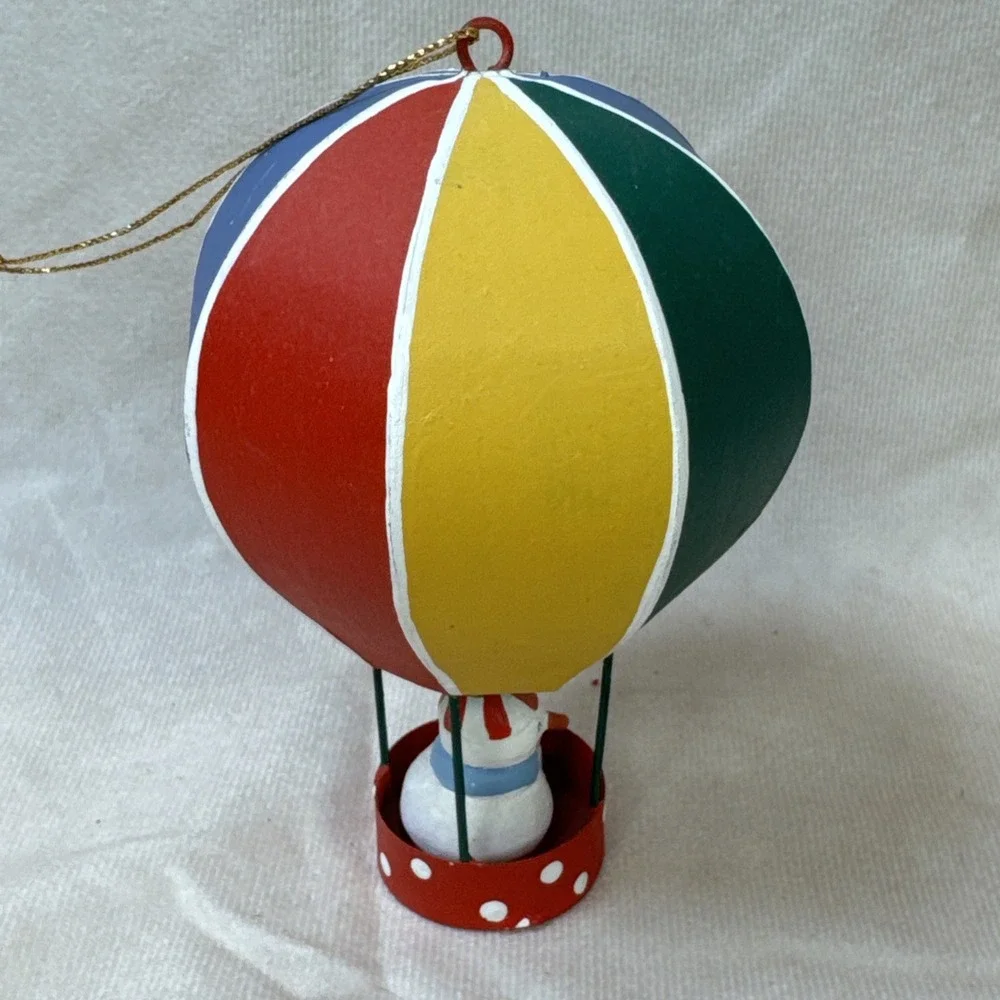 Crate And Barrel Hot Air‎ Balloon Christmas Ornament Snowman